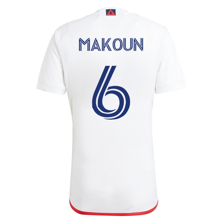 Męski Christian Makoun #6 Biało - Czerwony Wyjazdowa Koszulka 2023/24 Koszulki Klubowe