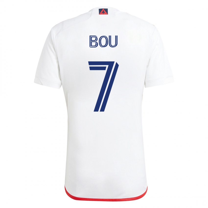 Męski Gustavo Bou #7 Biało - Czerwony Wyjazdowa Koszulka 2023/24 Koszulki Klubowe