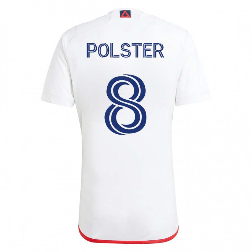 Męski Matt Polster #8 Biało - Czerwony Wyjazdowa Koszulka 2023/24 Koszulki Klubowe