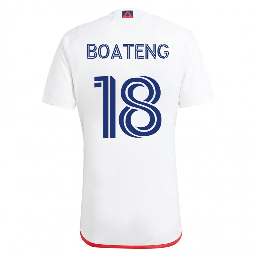 Męski Emmanuel Boateng #18 Biało - Czerwony Wyjazdowa Koszulka 2023/24 Koszulki Klubowe