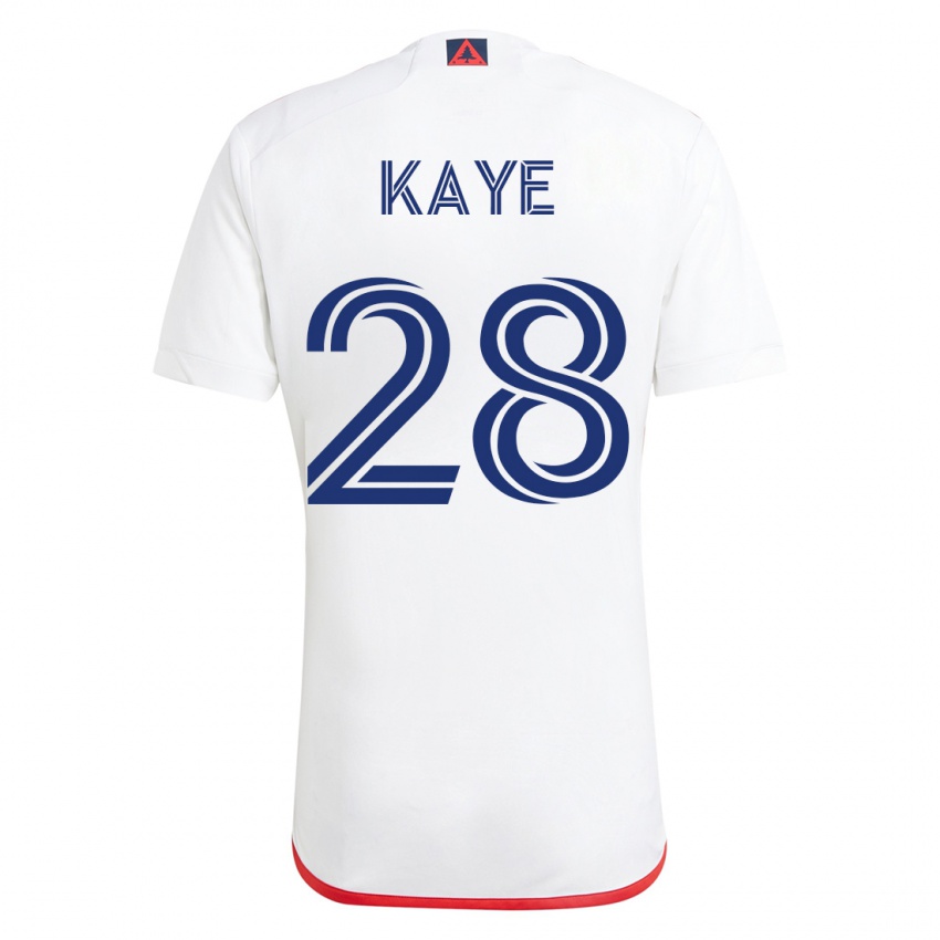 Męski Mark-Anthony Kaye #28 Biało - Czerwony Wyjazdowa Koszulka 2023/24 Koszulki Klubowe