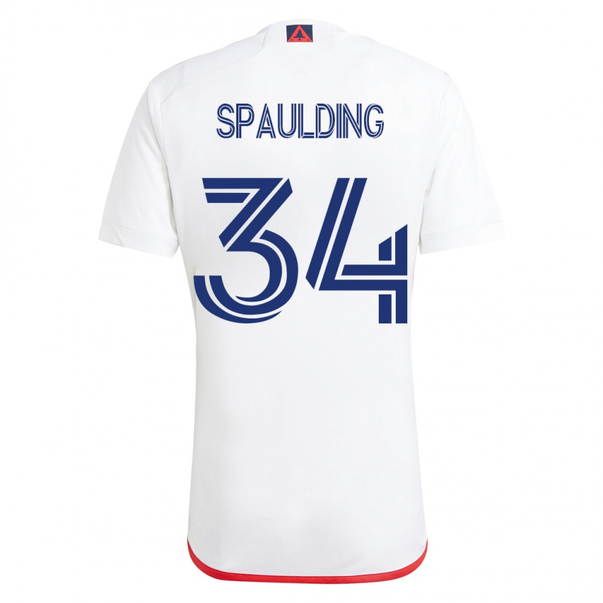 Męski Ryan Spaulding #34 Biało - Czerwony Wyjazdowa Koszulka 2023/24 Koszulki Klubowe