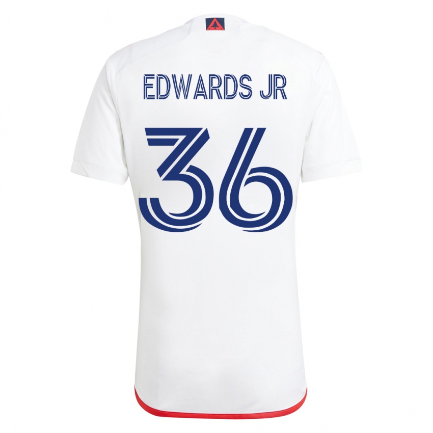 Męski Earl Edwards Jr. #36 Biało - Czerwony Wyjazdowa Koszulka 2023/24 Koszulki Klubowe