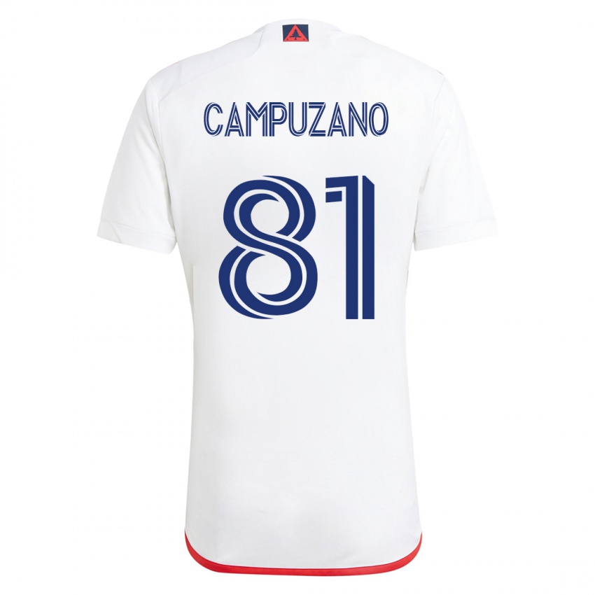 Męski Nico Campuzano #81 Biało - Czerwony Wyjazdowa Koszulka 2023/24 Koszulki Klubowe