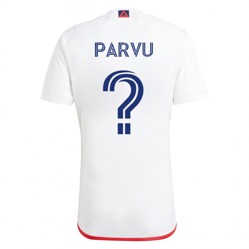 Męski Alexandru Parvu #0 Biało - Czerwony Wyjazdowa Koszulka 2023/24 Koszulki Klubowe