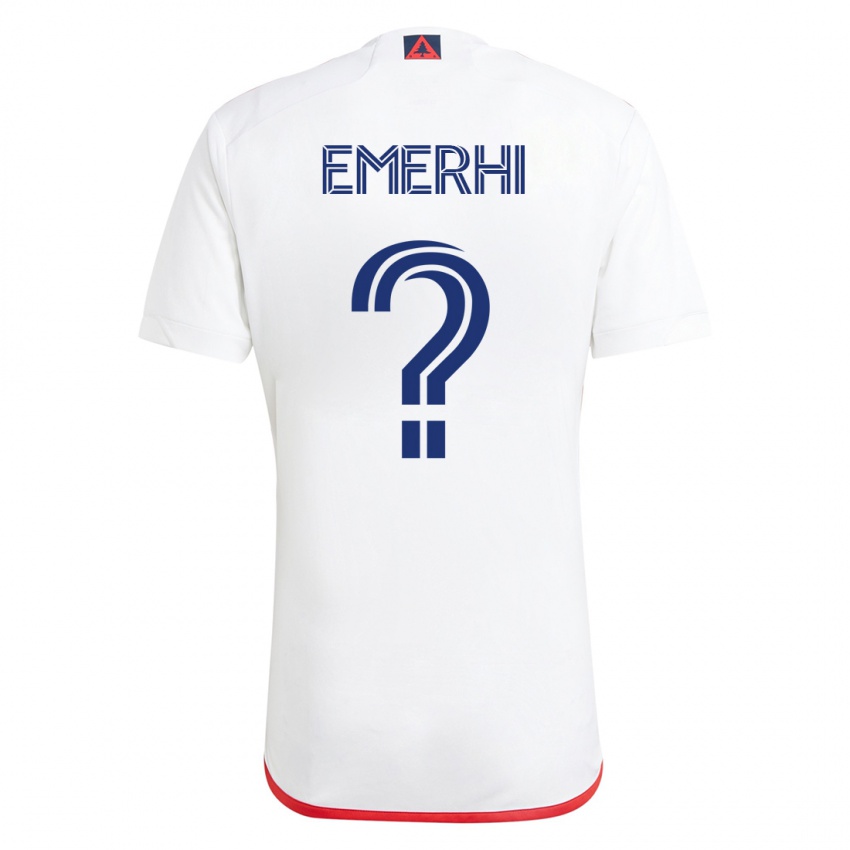 Męski Grant Emerhi #0 Biało - Czerwony Wyjazdowa Koszulka 2023/24 Koszulki Klubowe