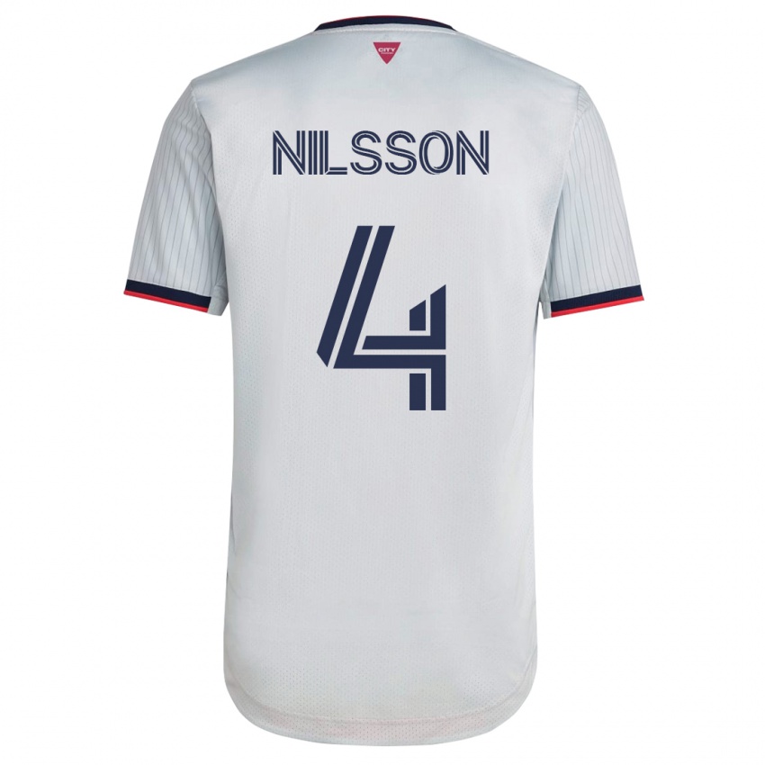Męski Joakim Nilsson #4 Biały Wyjazdowa Koszulka 2023/24 Koszulki Klubowe