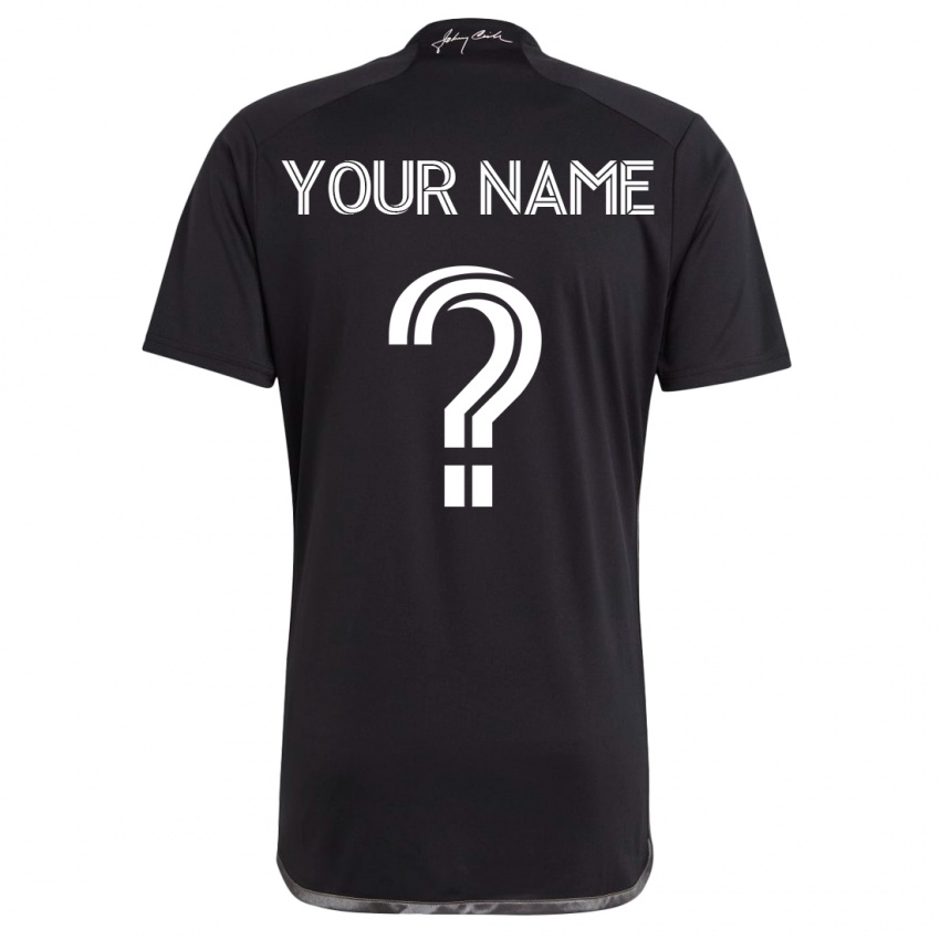 Męski Twoje Imię #0 Czarny Wyjazdowa Koszulka 2023/24 Koszulki Klubowe