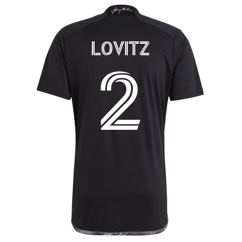 Męski Daniel Lovitz #2 Czarny Wyjazdowa Koszulka 2023/24 Koszulki Klubowe
