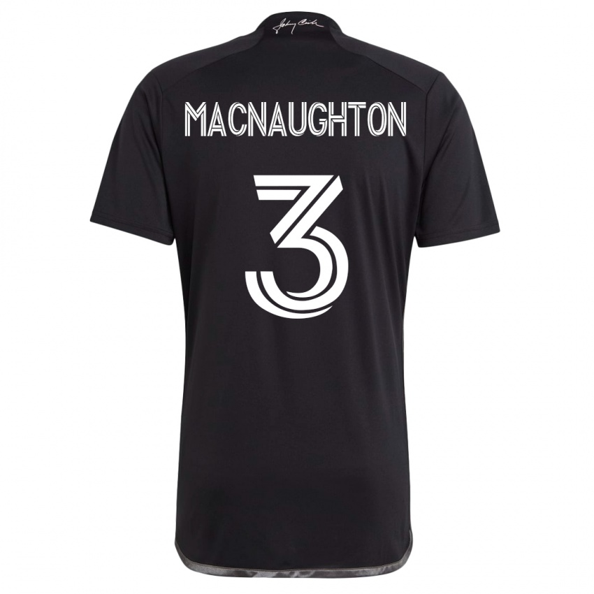 Męski Lukas Macnaughton #3 Czarny Wyjazdowa Koszulka 2023/24 Koszulki Klubowe