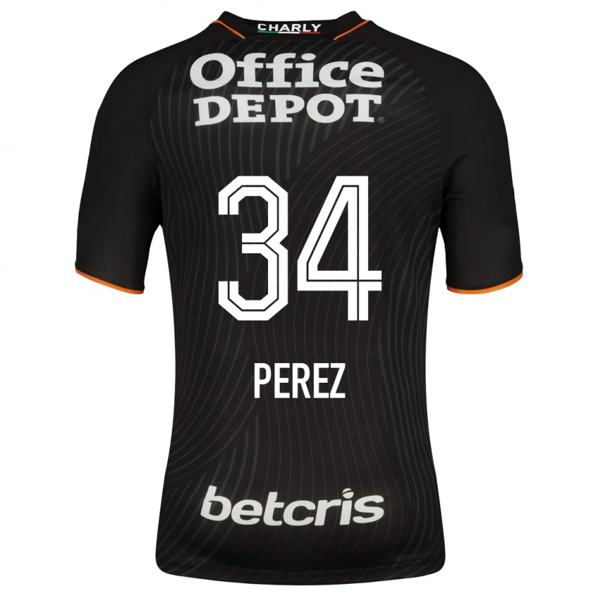 Męski Julio Pérez #34 Czarny Wyjazdowa Koszulka 2023/24 Koszulki Klubowe