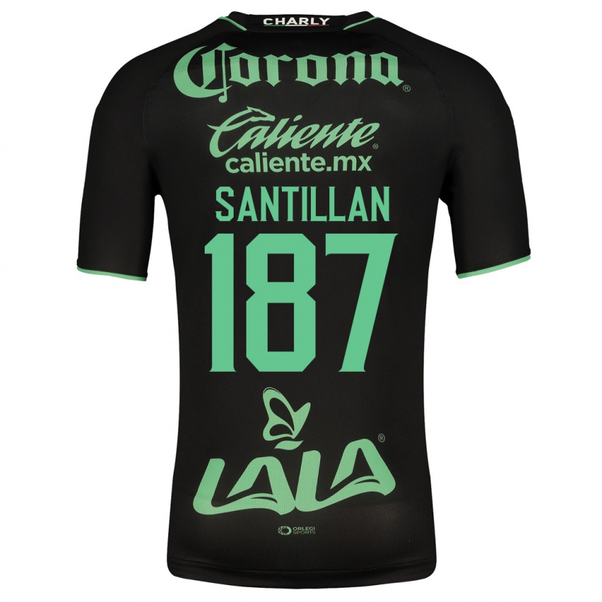 Męski Emilio Santillán #187 Czarny Wyjazdowa Koszulka 2023/24 Koszulki Klubowe