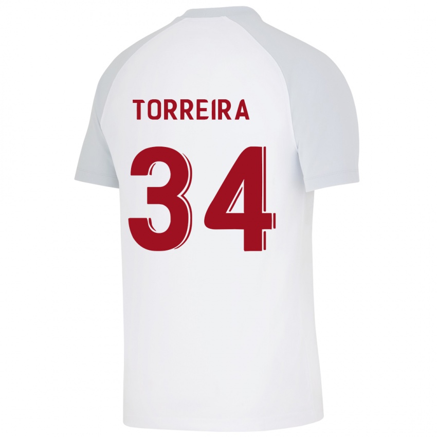 Męski Lucas Torreira #34 Biały Wyjazdowa Koszulka 2023/24 Koszulki Klubowe