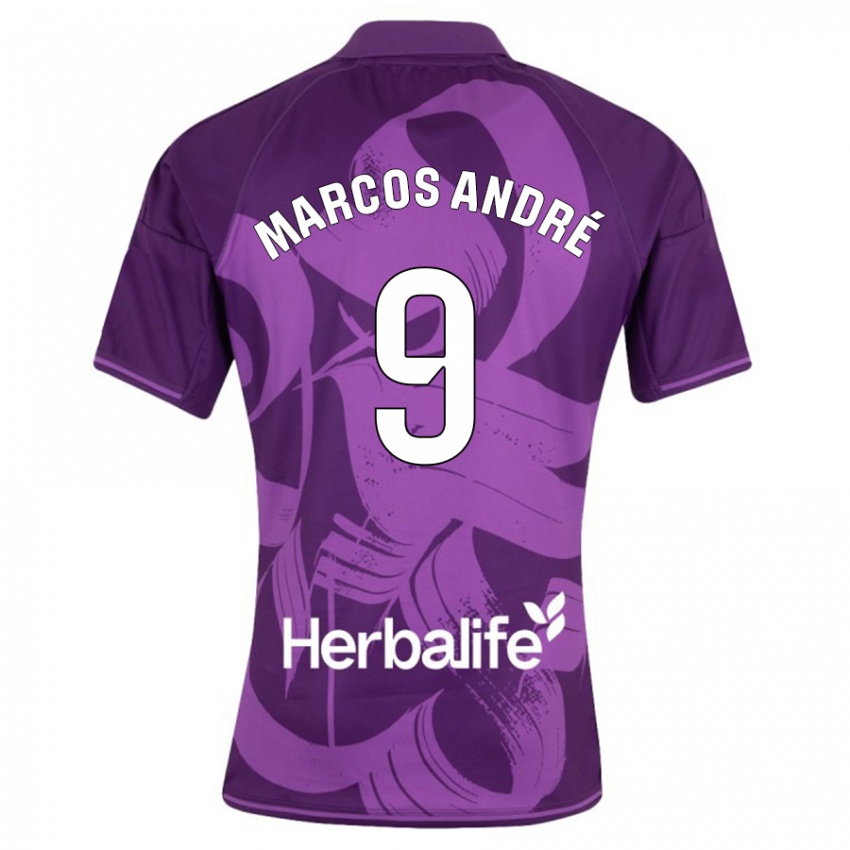 Męski Marcos André #9 Fioletowy Wyjazdowa Koszulka 2023/24 Koszulki Klubowe