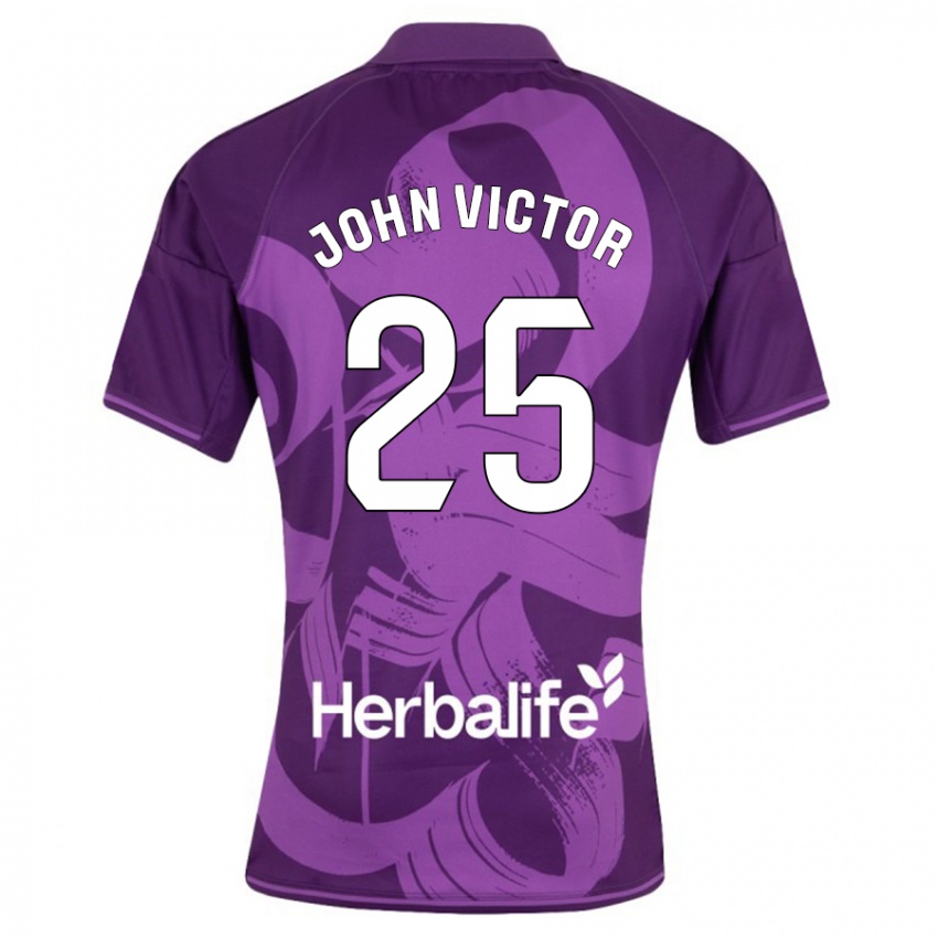 Męski John Victor #25 Fioletowy Wyjazdowa Koszulka 2023/24 Koszulki Klubowe