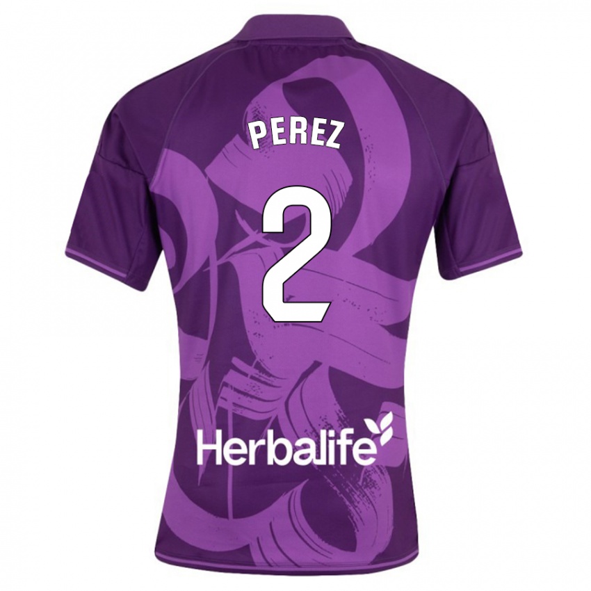 Męski Iker Pérez #2 Fioletowy Wyjazdowa Koszulka 2023/24 Koszulki Klubowe