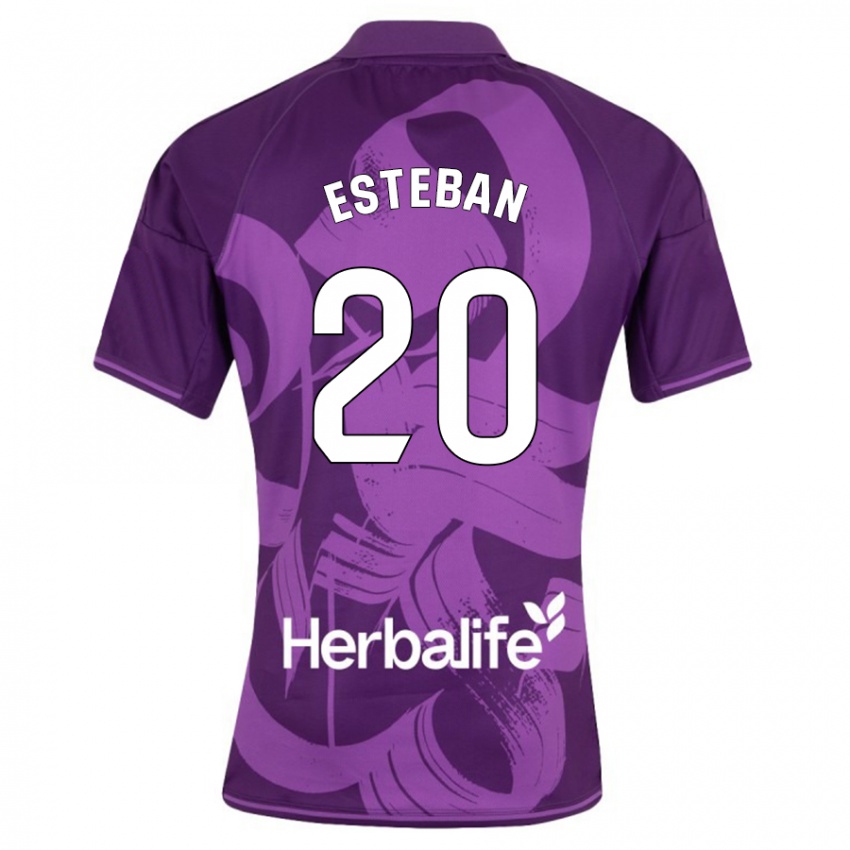 Męski Sergio Esteban #20 Fioletowy Wyjazdowa Koszulka 2023/24 Koszulki Klubowe