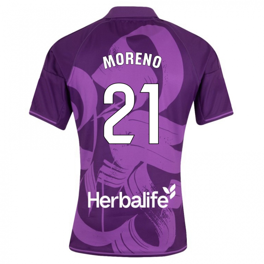 Męski Xavi Moreno #21 Fioletowy Wyjazdowa Koszulka 2023/24 Koszulki Klubowe
