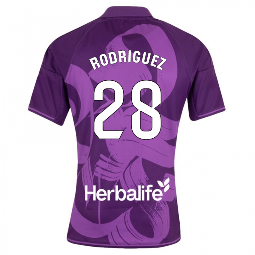 Męski Yago Rodríguez #28 Fioletowy Wyjazdowa Koszulka 2023/24 Koszulki Klubowe