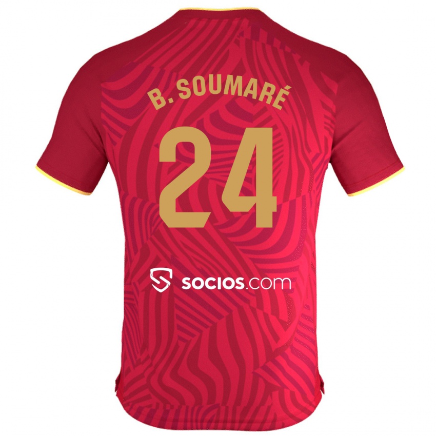 Męski Boubakary Soumaré #24 Czerwony Wyjazdowa Koszulka 2023/24 Koszulki Klubowe