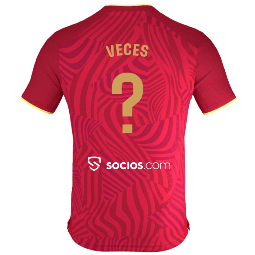 Męski Sergio Veces #0 Czerwony Wyjazdowa Koszulka 2023/24 Koszulki Klubowe