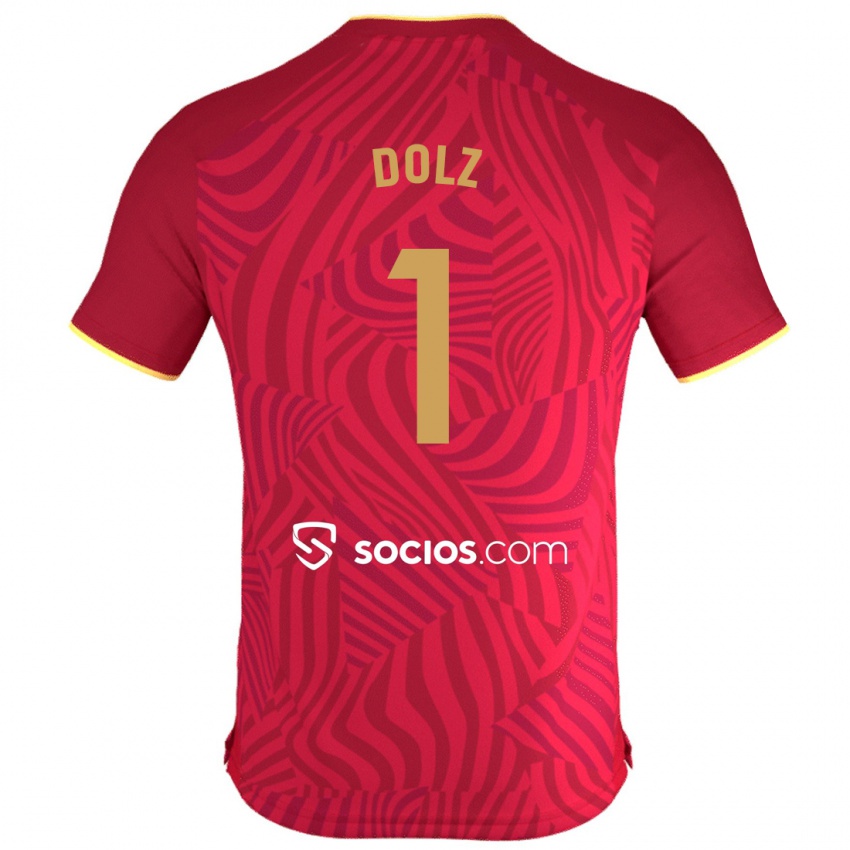 Męski Marc Dolz #1 Czerwony Wyjazdowa Koszulka 2023/24 Koszulki Klubowe