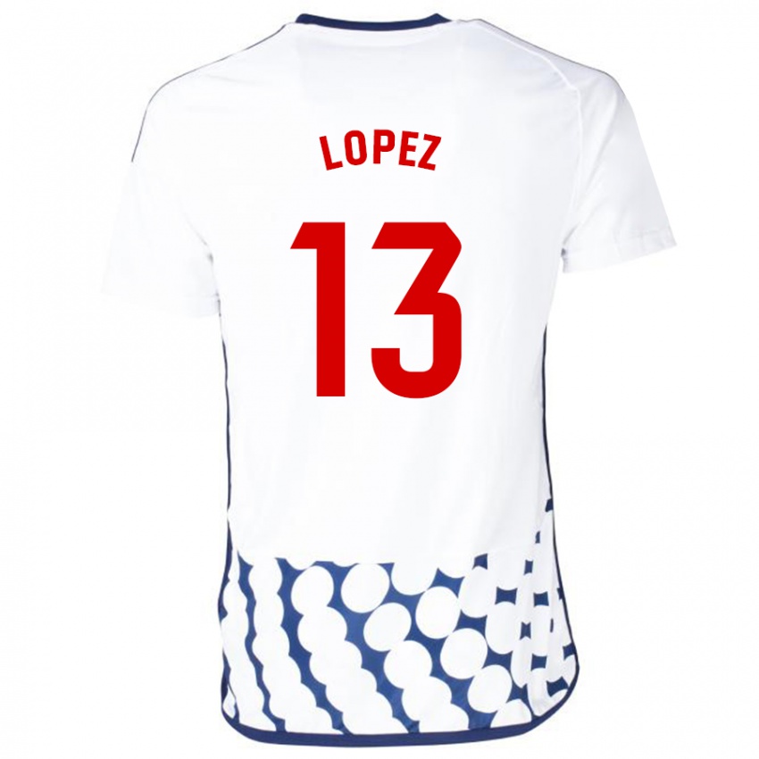 Męski Luis López #13 Biały Wyjazdowa Koszulka 2023/24 Koszulki Klubowe