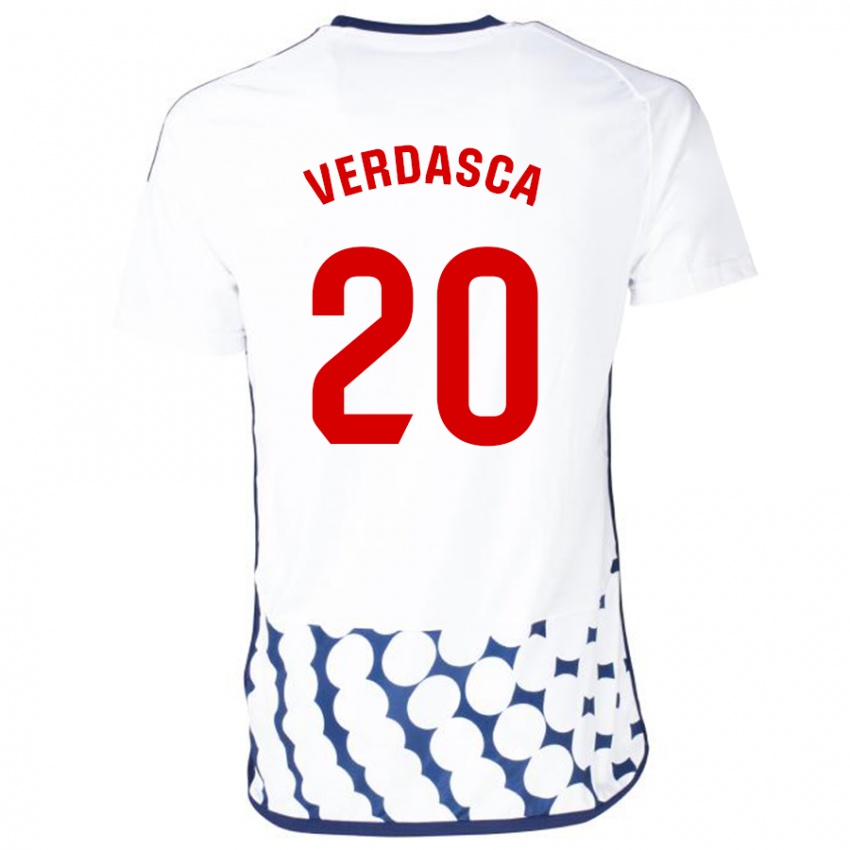 Męski Diogo Verdasca #20 Biały Wyjazdowa Koszulka 2023/24 Koszulki Klubowe