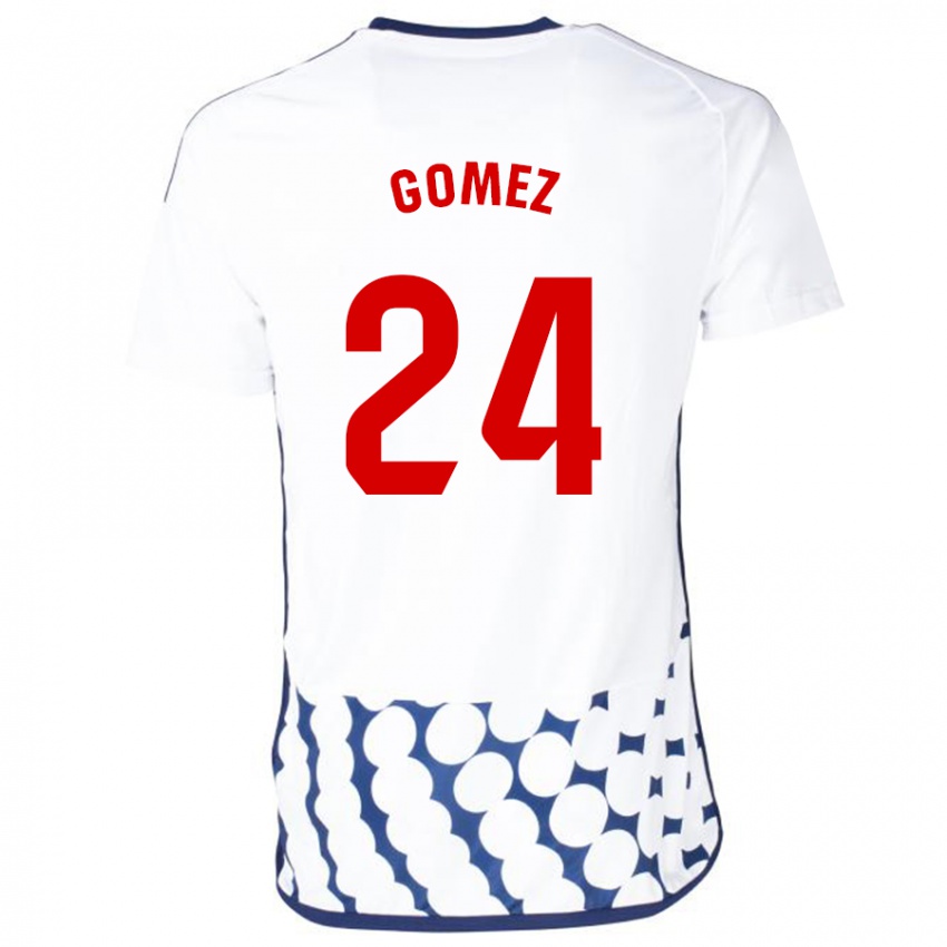 Męski Jonathan Gómez #24 Biały Wyjazdowa Koszulka 2023/24 Koszulki Klubowe
