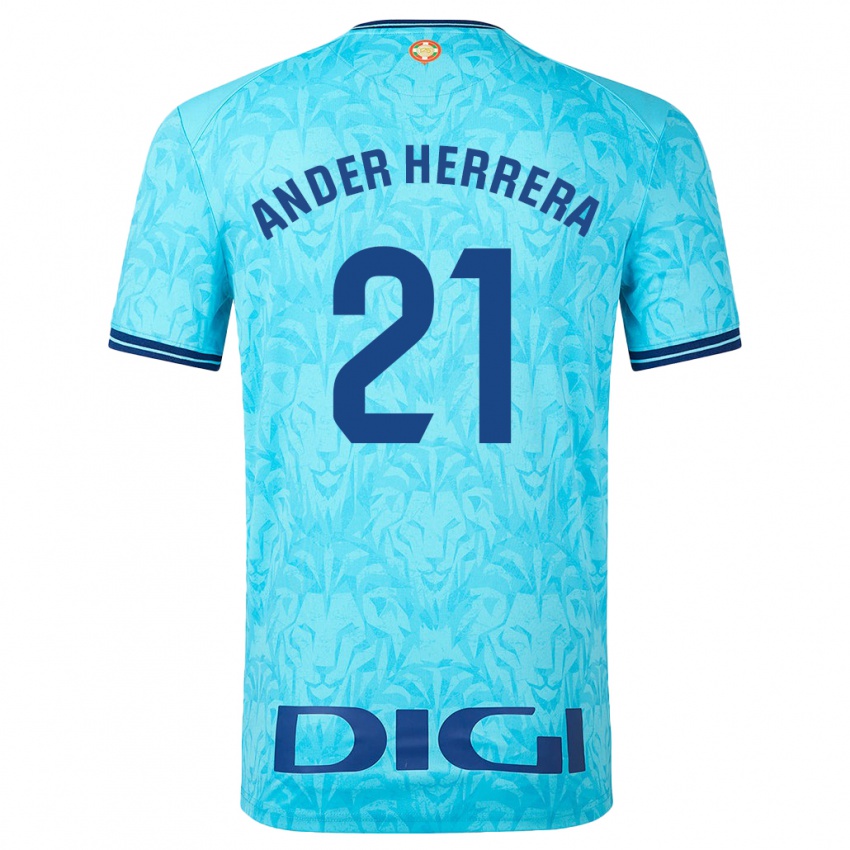 Męski Ander Herrera #21 Niebieskie Niebo Wyjazdowa Koszulka 2023/24 Koszulki Klubowe