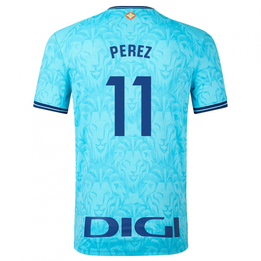 Męski Adrián Pérez #11 Niebieskie Niebo Wyjazdowa Koszulka 2023/24 Koszulki Klubowe