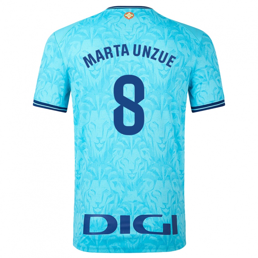 Męski Marta Unzué Urdániz #8 Niebieskie Niebo Wyjazdowa Koszulka 2023/24 Koszulki Klubowe