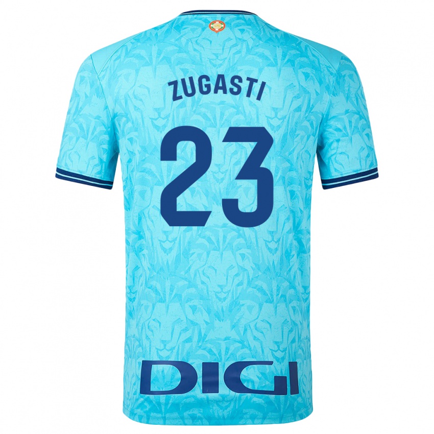 Męski Patricia Zugasti Oses #23 Niebieskie Niebo Wyjazdowa Koszulka 2023/24 Koszulki Klubowe