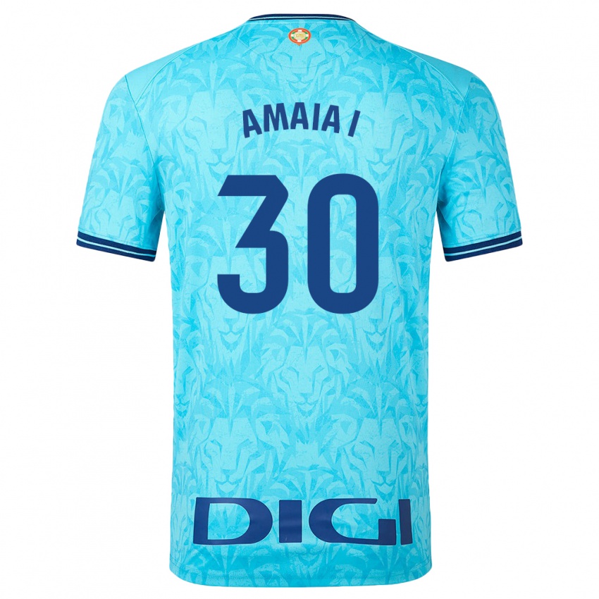 Męski Amaia Iribarren Arteta #30 Niebieskie Niebo Wyjazdowa Koszulka 2023/24 Koszulki Klubowe