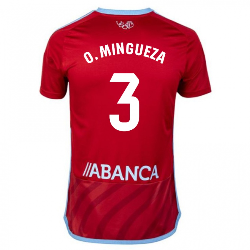 Męski Óscar Mingueza #3 Czerwony Wyjazdowa Koszulka 2023/24 Koszulki Klubowe