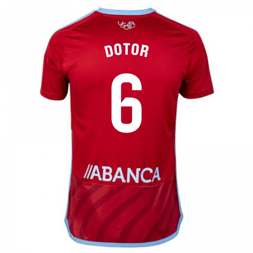 Męski Carlos Dotor #6 Czerwony Wyjazdowa Koszulka 2023/24 Koszulki Klubowe