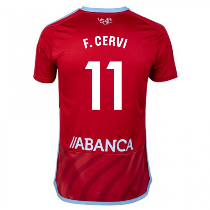 Męski Franco Cervi #11 Czerwony Wyjazdowa Koszulka 2023/24 Koszulki Klubowe