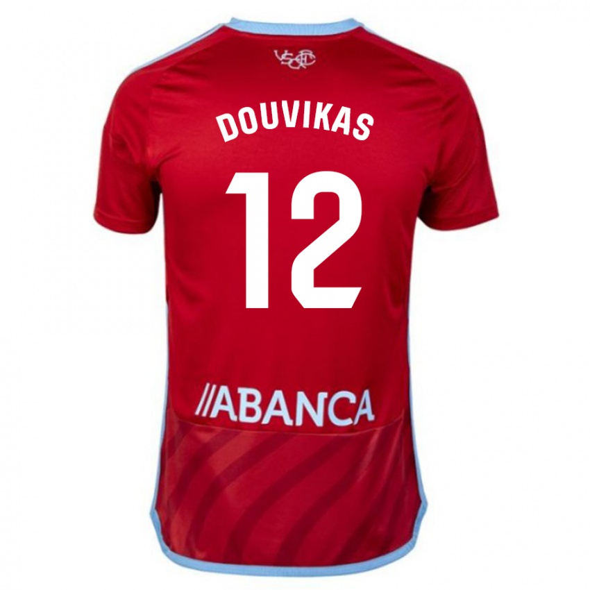 Męski Anastasios Douvikas #12 Czerwony Wyjazdowa Koszulka 2023/24 Koszulki Klubowe