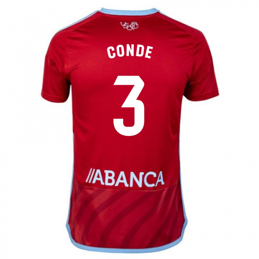 Męski Martín Conde #3 Czerwony Wyjazdowa Koszulka 2023/24 Koszulki Klubowe