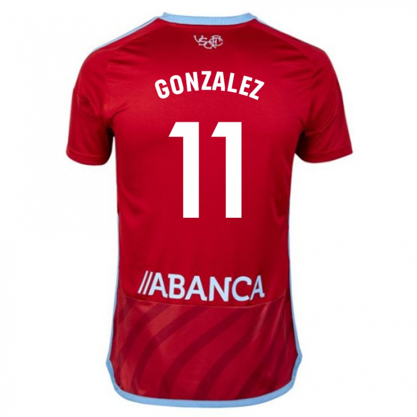 Męski Alfon Gonzalez #11 Czerwony Wyjazdowa Koszulka 2023/24 Koszulki Klubowe