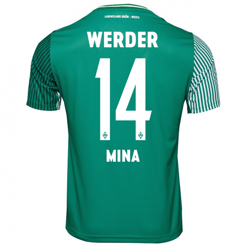 Kobiety Johan Mina #14 Zielony Domowa Koszulka 2023/24 Koszulki Klubowe