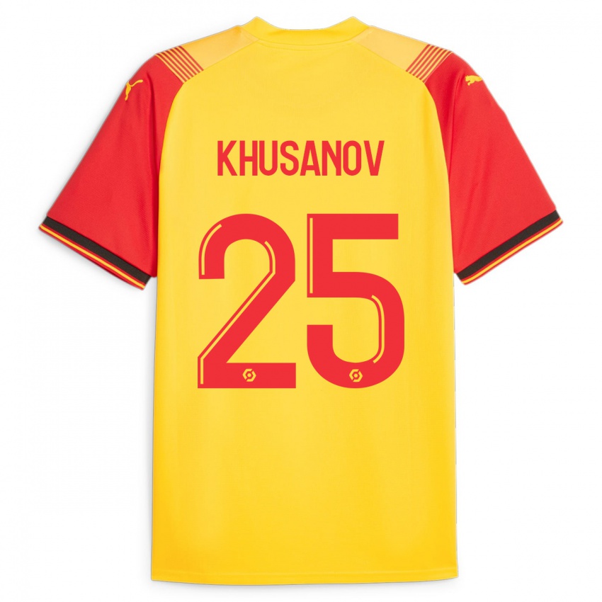 Kobiety Abdukodir Khusanov #25 Żółty Domowa Koszulka 2023/24 Koszulki Klubowe