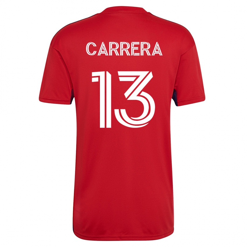 Kobiety Antonio Carrera #13 Czerwony Domowa Koszulka 2023/24 Koszulki Klubowe