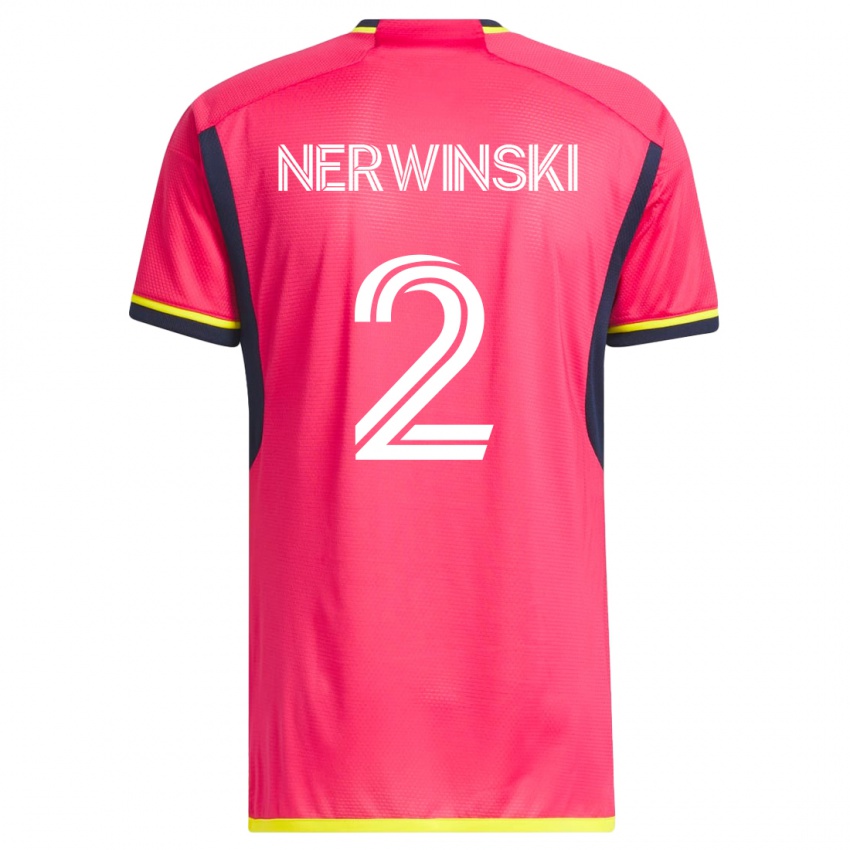 Kobiety Jake Nerwinski #2 Różowy Domowa Koszulka 2023/24 Koszulki Klubowe