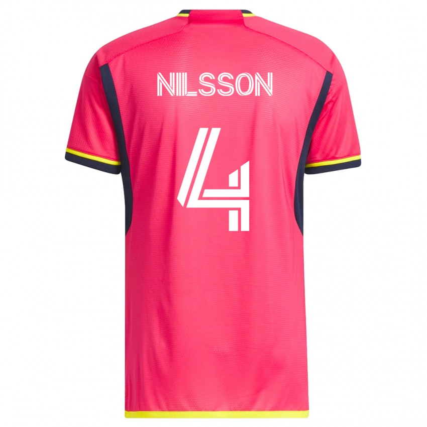 Kobiety Joakim Nilsson #4 Różowy Domowa Koszulka 2023/24 Koszulki Klubowe