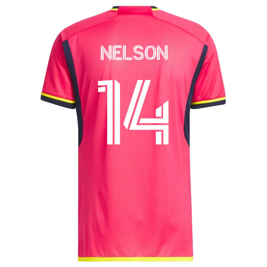 Kobiety John Nelson #14 Różowy Domowa Koszulka 2023/24 Koszulki Klubowe