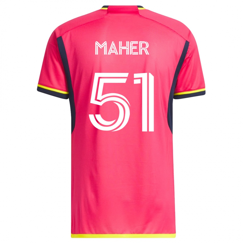 Kobiety Josh Maher #51 Różowy Domowa Koszulka 2023/24 Koszulki Klubowe