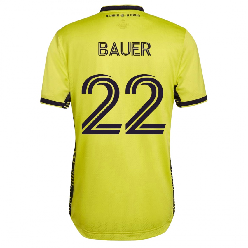 Kobiety Josh Bauer #22 Żółty Domowa Koszulka 2023/24 Koszulki Klubowe
