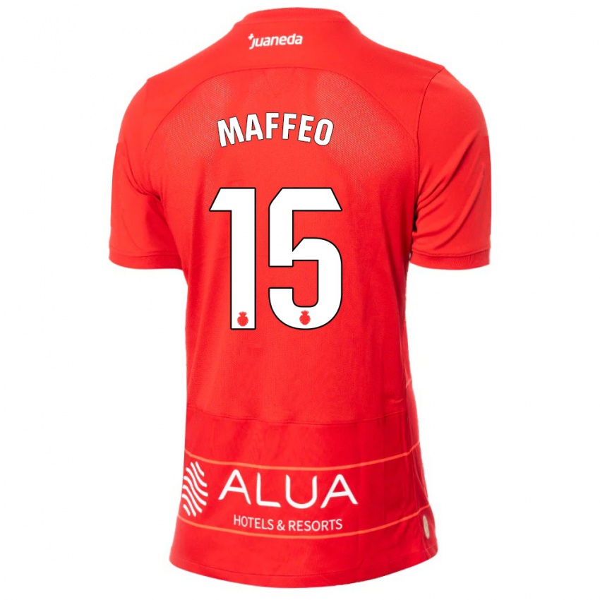 Kobiety Pablo Maffeo #15 Czerwony Domowa Koszulka 2023/24 Koszulki Klubowe