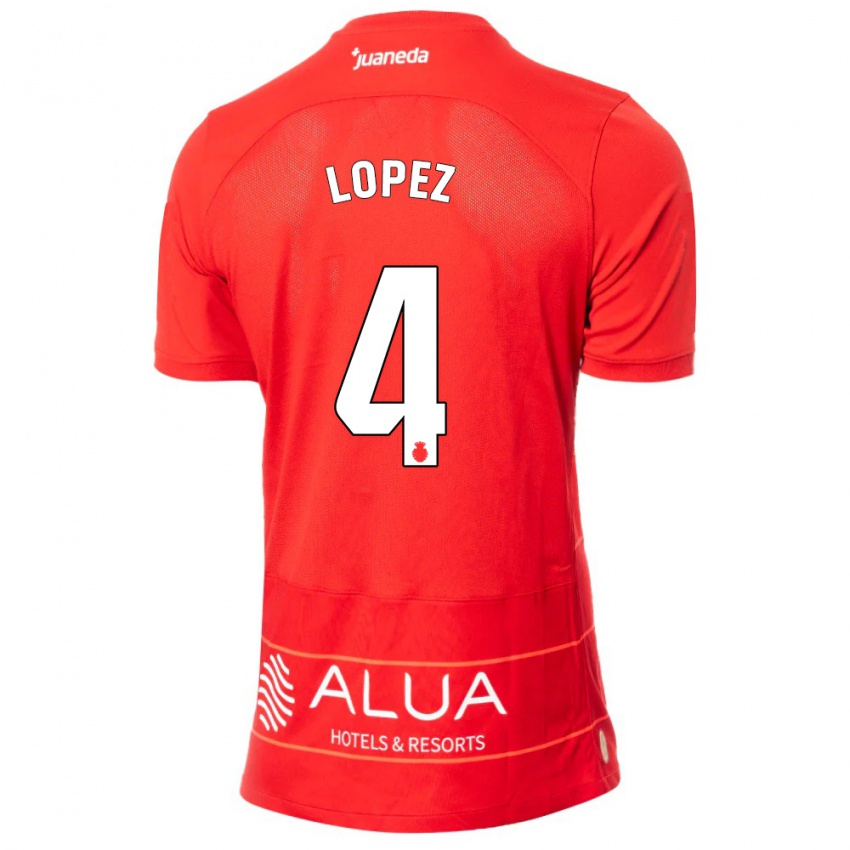 Kobiety David López #4 Czerwony Domowa Koszulka 2023/24 Koszulki Klubowe